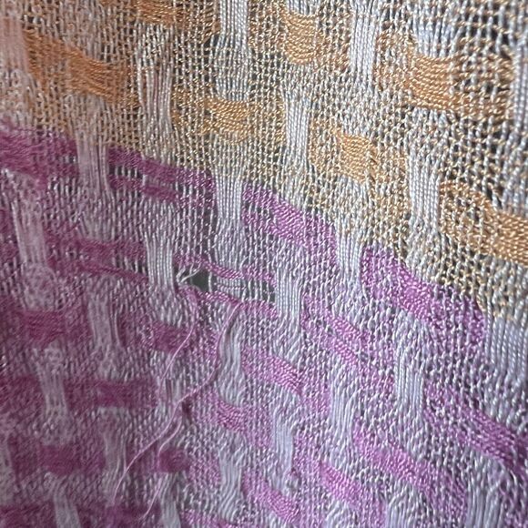 Pastel Pink Scarf Womens Large Lightweight Shawl Fringe Color Block Wrap 80in - Picture 6 of 8